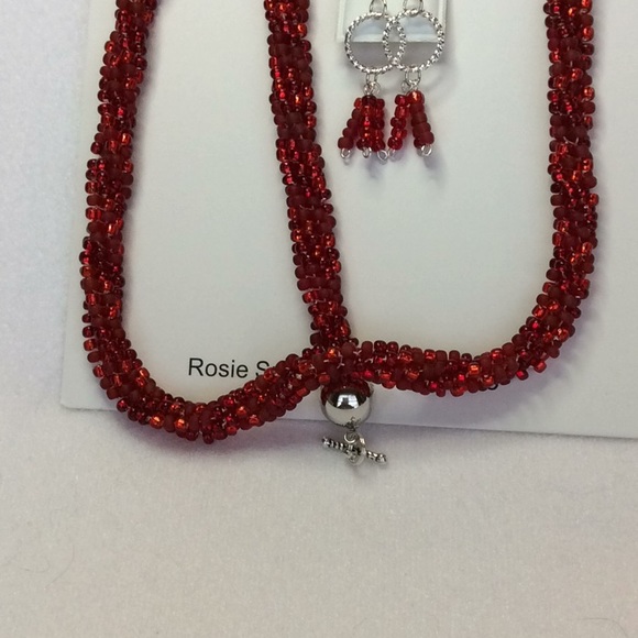 FINAL SALE PRICE Shiny Red Lia Rosa Designs Jewelry Set - Picture 4 of 5
